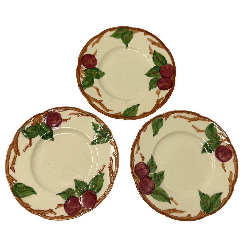 3 Franciscan Apple Plates 6-3/8" Bread & Butter Plate‎ USA Backstamp Set Antique